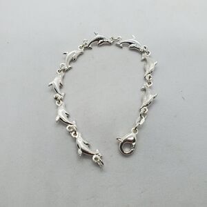 7" Sterling Silver Dolphin Bracelet 925